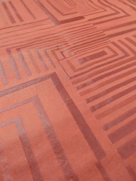 Photo7: M0523Q Vintage Japanese Kimono   Orange NAGOYA OBI sash Quadrangle Silk. (Grade B) (7)