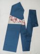 Photo1: M0523R Vintage Japanese Kimono   Navy Blue NAGOYA OBI sash Flower Silk. (Grade B) (1)