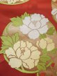 Photo4: M0523S Vintage Japanese Kimono  Vivid Red NAGOYA OBI sash Peony Silk. (Grade C) (4)