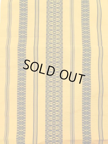 Photo3: M0524B Vintage Japanese Kimono   Yellow NAGOYA OBI sash Stripes Silk. (Grade B) (3)