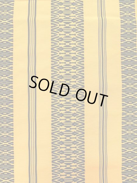 Photo4: M0524B Vintage Japanese Kimono   Yellow NAGOYA OBI sash Stripes Silk. (Grade B) (4)