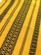 Photo5: M0524B Vintage Japanese Kimono   Yellow NAGOYA OBI sash Stripes Silk. (Grade B) (5)