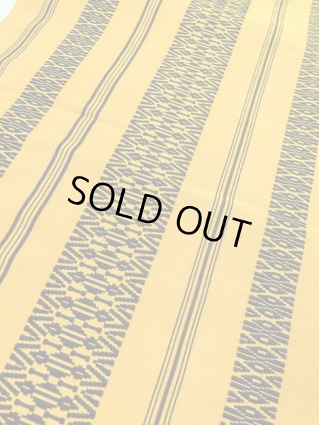 Photo5: M0524B Vintage Japanese Kimono   Yellow NAGOYA OBI sash Stripes Silk. (Grade B) (5)