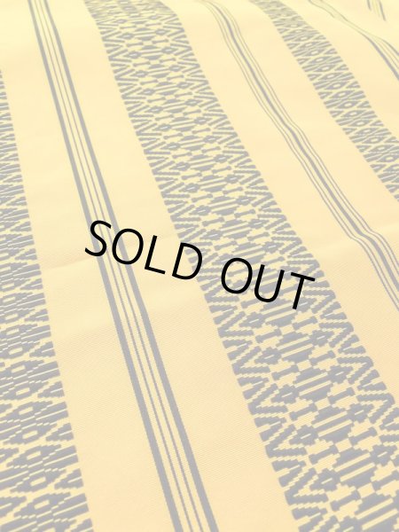 Photo6: M0524B Vintage Japanese Kimono   Yellow NAGOYA OBI sash Stripes Silk. (Grade B) (6)