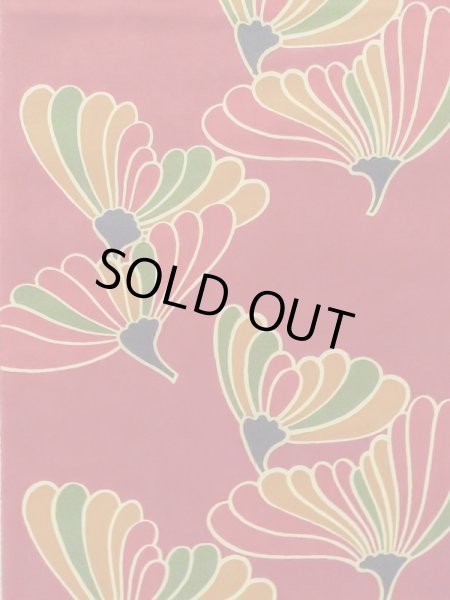 Photo3: M0525D Vintage Japanese Kimono   Dark Red NAGOYA OBI sash Flower Silk. (Grade C) (3)