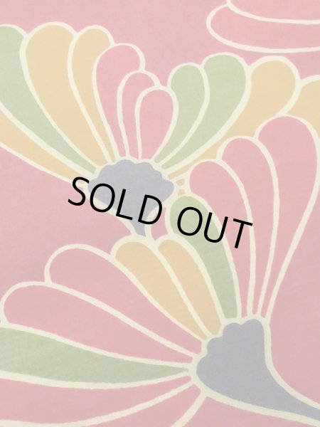 Photo5: M0525D Vintage Japanese Kimono   Dark Red NAGOYA OBI sash Flower Silk. (Grade C) (5)