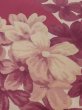 Photo6: M0525E Vintage Japanese Kimono Dark Vivid Pink NAGOYA OBI sash Flower Synthetic. (Grade C) (6)
