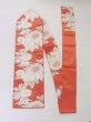 Photo1: M0525F Vintage Japanese Kimono  Shiny Orange NAGOYA OBI sash Peony Silk. (Grade B) (1)