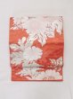 Photo2: M0525F Vintage Japanese Kimono  Shiny Orange NAGOYA OBI sash Peony Silk. (Grade B) (2)