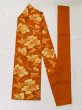Photo1: M0525H Vintage Japanese Kimono   Orange NAGOYA OBI sash Flower Silk. (Grade A) (1)
