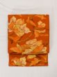 Photo2: M0525H Vintage Japanese Kimono   Orange NAGOYA OBI sash Flower Silk. (Grade A) (2)