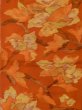 Photo3: M0525H Vintage Japanese Kimono   Orange NAGOYA OBI sash Flower Silk. (Grade A) (3)