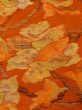 Photo4: M0525H Vintage Japanese Kimono   Orange NAGOYA OBI sash Flower Silk. (Grade A) (4)