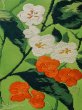Photo6: M0525I Vintage Japanese Kimono   Yellowish Green NAGOYA OBI sash Flower Synthetic. (Grade A) (6)