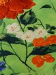 Photo10: M0525I Vintage Japanese Kimono   Yellowish Green NAGOYA OBI sash Flower Synthetic. (Grade A) (10)
