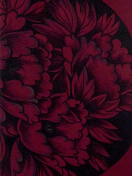 Photo4: M0525J Vintage Japanese Kimono  Dark Pink NAGOYA OBI sash Peony Silk. (Grade C) (4)