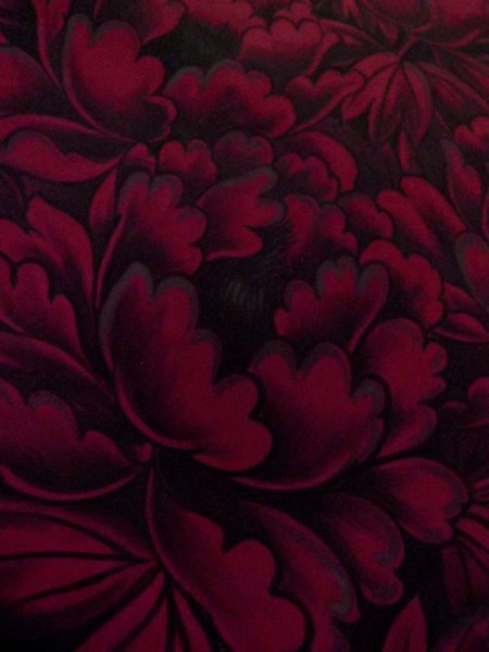 Photo7: M0525J Vintage Japanese Kimono  Dark Pink NAGOYA OBI sash Peony Silk. (Grade C) (7)