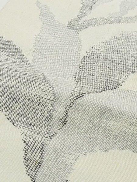 Photo7: M0525M Vintage Japanese Kimono   Off White NAGOYA OBI sash Arabesque vine Cotton. (Grade C) (7)