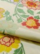 Photo11: M0525O Vintage Japanese Kimono   Ivory NAGOYA OBI sash Peony Silk. (Grade C) (11)