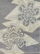 Photo3: M0525P Vintage Japanese Kimono Pale Grayish Blue NAGOYA OBI sash Peony Synthetic. (Grade C) (3)
