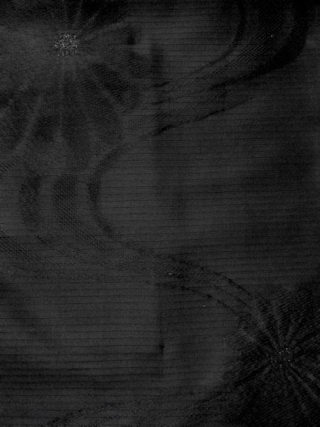 Photo4: M0525T Vintage Japanese Kimono   Black NAGOYA OBI sash Chrysanthemum Silk. (Grade B) (4)