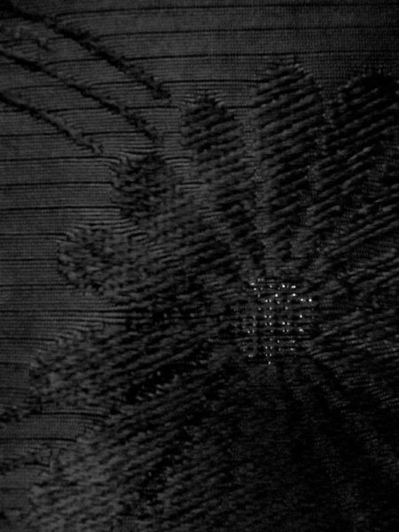 Photo8: M0525T Vintage Japanese Kimono   Black NAGOYA OBI sash Chrysanthemum Silk. (Grade B) (8)