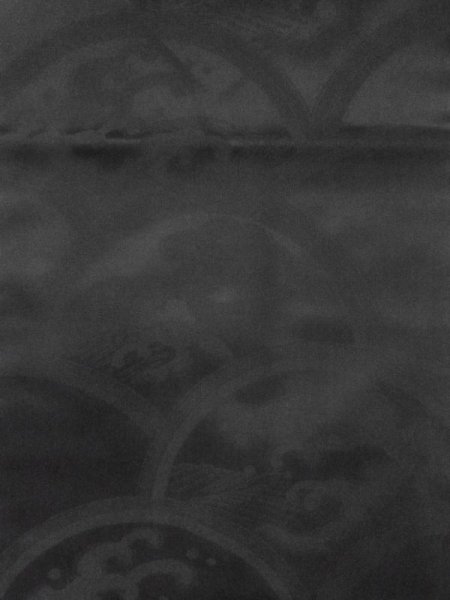 Photo4: M0525V Vintage Japanese Kimono   Black NAGOYA OBI sash Wave Silk. (Grade B) (4)