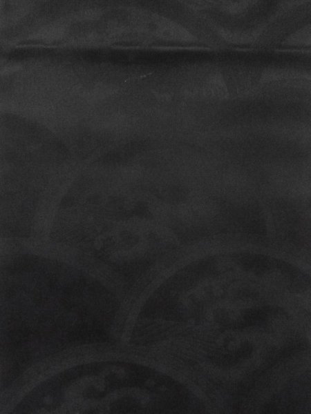 Photo6: M0525V Vintage Japanese Kimono   Black NAGOYA OBI sash Wave Silk. (Grade B) (6)