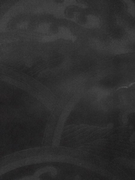 Photo7: M0525V Vintage Japanese Kimono   Black NAGOYA OBI sash Wave Silk. (Grade B) (7)