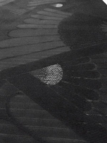 Photo11: M0525W Vintage Japanese Kimono   Black NAGOYA OBI sash Chrysanthemum Silk. (Grade A) (11)