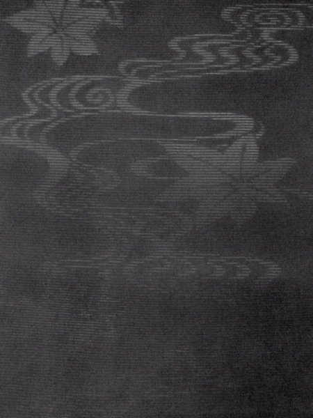 Photo4: M0525Z Vintage Japanese Kimono   Black NAGOYA OBI sash MOMIJI maple leaf Silk. (Grade A) (4)