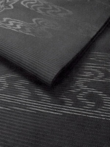 Photo12: M0525Z Vintage Japanese Kimono   Black NAGOYA OBI sash MOMIJI maple leaf Silk. (Grade A) (12)