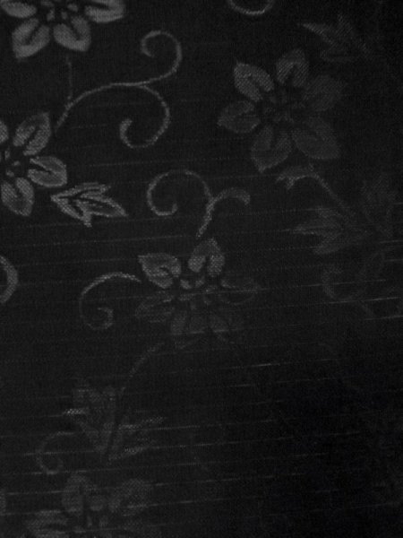 Photo6: M0526A Vintage Japanese Kimono   Black NAGOYA OBI sash Flower Silk. (Grade B) (6)