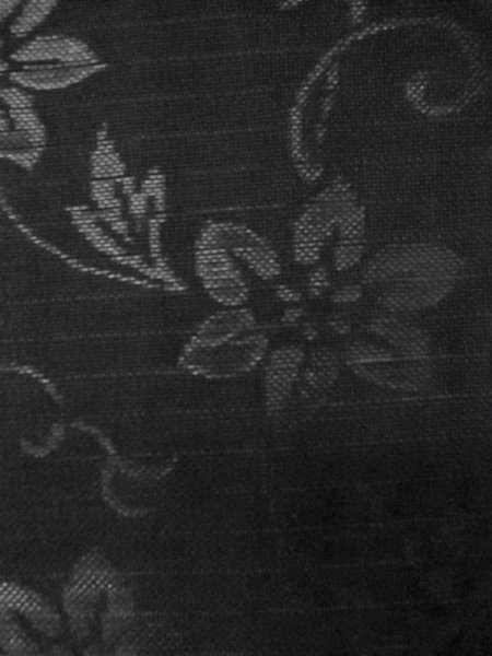 Photo7: M0526A Vintage Japanese Kimono   Black NAGOYA OBI sash Flower Silk. (Grade B) (7)