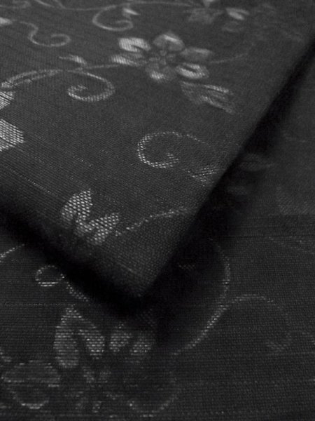 Photo12: M0526A Vintage Japanese Kimono   Black NAGOYA OBI sash Flower Silk. (Grade B) (12)