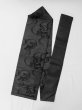 Photo1: M0526C Vintage Japanese Kimono   Black NAGOYA OBI sash KIKYO Japanese balloonflower Silk. (Grade C) (1)