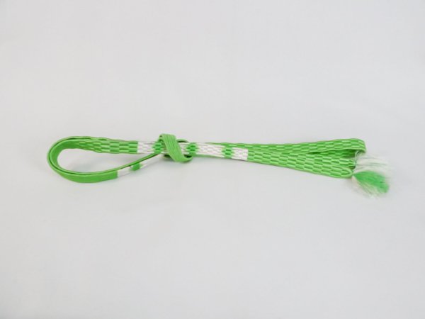 Photo1: M0531XQ Vintage Japanese Kimono  Vivid Yellowish Green OBIJIME decorative string/cord/rope    (Grade C) (1)