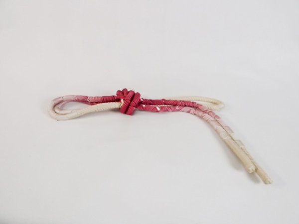 Photo1: M0531XU Vintage Japanese Kimono   Ivory OBIJIME decorative string/cord/rope    (Grade C) (1)
