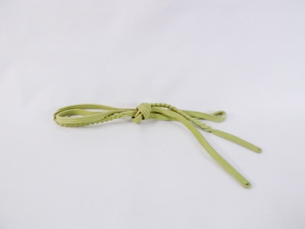 Photo1: M0606XY Vintage Japanese Kimono Light Light Yellowish Green OBIJIME decorative string/cord/rope    (Grade C) (1)