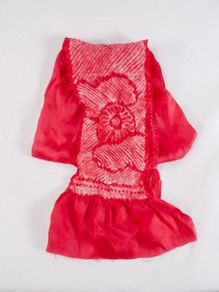 Photo1: M0608XC Vintage Japanese Kimono  Vivid Pink OBI-AGE covering sash Abstract pattern Silk. (Grade A) (1)