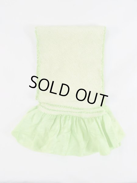 Photo1: M0608XP Vintage Japanese Kimono  Vivid Yellowish Green OBI-AGE covering sash  Silk. (Grade A) (1)
