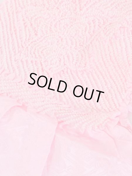 Photo3: M0610XC Vintage Japanese Kimono Pale Light Pink OBI-AGE covering sash Flower Silk. (Grade B) (3)