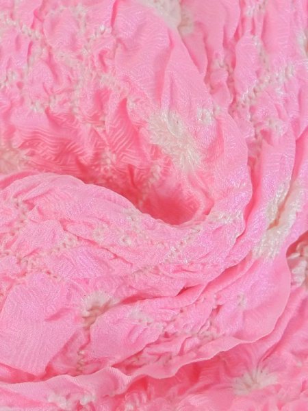 Photo4: M0610XG Vintage Japanese Kimono  Vivid Pink OBI-AGE covering sash Lozenges Silk. (Grade A) (4)