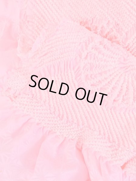 Photo3: M0610XI Vintage Japanese Kimono  Vivid Pink OBI-AGE covering sash Chrysanthemum Silk. (Grade A) (3)