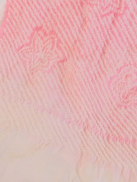 Photo3: M0610XL Vintage Japanese Kimono Pale Light Pink OBI-AGE covering sash Flower Silk. (Grade C) (3)