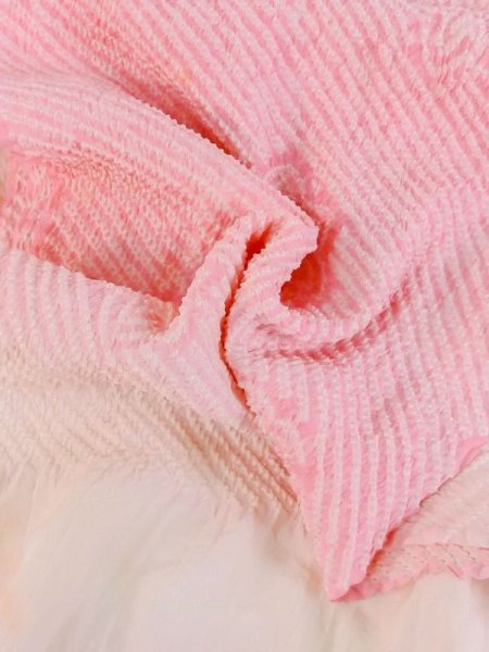 Photo4: M0610XL Vintage Japanese Kimono Pale Light Pink OBI-AGE covering sash Flower Silk. (Grade C) (4)