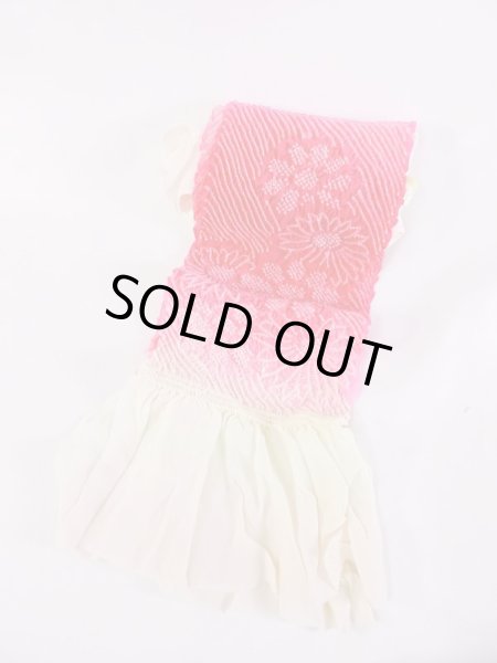 Photo1: M0610XM Vintage Japanese Kimono  Vivid Pink OBI-AGE covering sash Chrysanthemum Silk. (Grade A) (1)