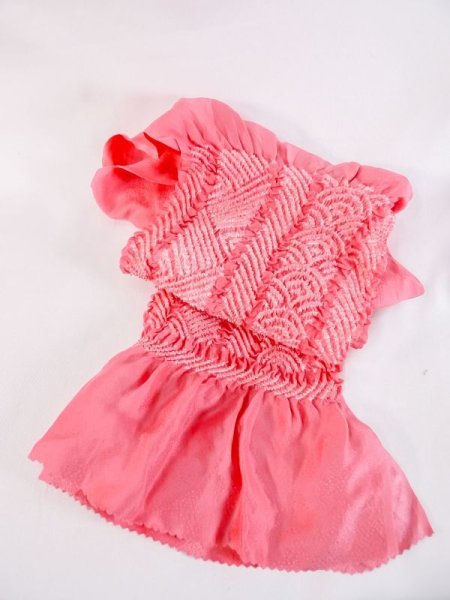 Photo1: M0610XN Vintage Japanese Kimono  Pale Pink OBI-AGE covering sash Wave Silk. (Grade A) (1)