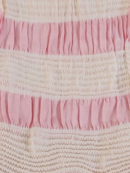 Photo2: M0610XU Vintage Japanese Kimono Pale Light Pink OBI-AGE covering sash Line Silk. (Grade C) (2)