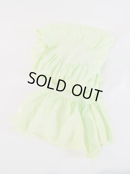 Photo1: M0610XV Vintage Japanese Kimono   Yellowish Green OBI-AGE covering sash Cloud Silk. (Grade A) (1)